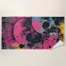 Ilustración de graffiti urbano de cráneo punk