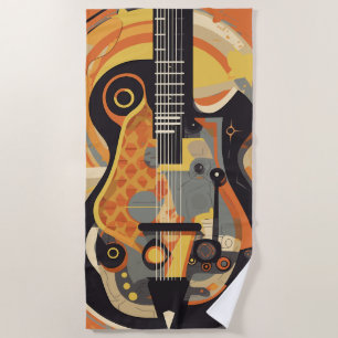 Toalla De Playa Ilustracion de guitarra retro