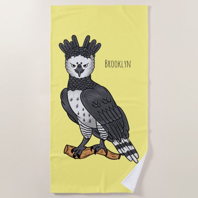 Toalla De Playa Ilustracion de Harpy Eagle personalizado (Anverso)