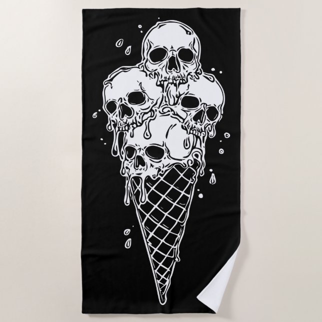 Toalla De Playa Ilustración de helado de cráneo derretido (Anverso)