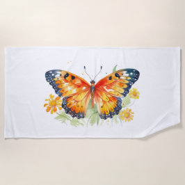 Toalla De Playa Ilustración de mariposa  