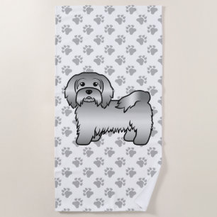 Toalla De Playa Ilustración de perro de dibujos animados Havanés p