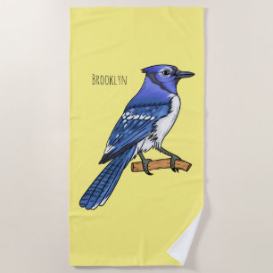 Toalla De Playa Ilustracion de personalizado de ave azul jay