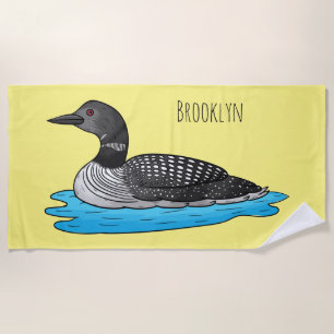 Toalla De Playa Ilustracion de personalizado de aves de Loon