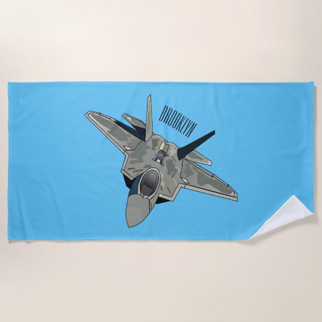 Toalla De Playa Ilustracion de personalizado de aviones de combate (Anverso)