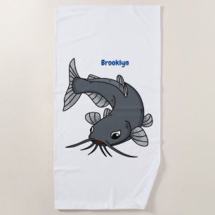 Toalla De Playa Ilustracion de personalizado de bagre cúbico