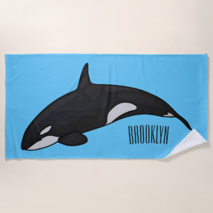 Toalla De Playa Ilustracion de personalizado de ballenas asesina