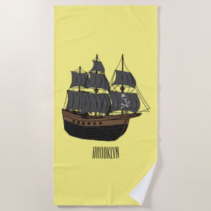 Toalla De Playa Ilustracion de personalizado de buques piratas