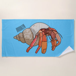 Toalla De Playa Ilustracion de personalizado de cangrejo ermitaño