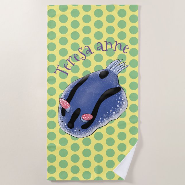 Toalla De Playa Ilustracion de personalizado de cizaña de mar azul (Anverso)