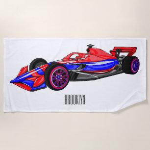 Toalla De Playa Ilustracion de personalizado de coches de carreras