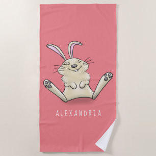 Toalla De Playa Ilustracion de personalizado de conejo de conejo d