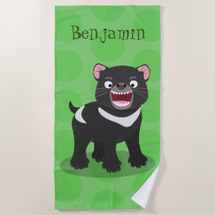 Toalla De Playa Ilustracion de personalizado de demonio de Tasmani