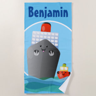 Toalla De Playa Ilustracion de personalizado de embarcación de cru