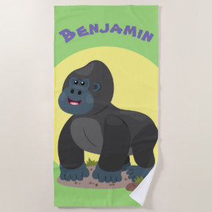 Toalla De Playa Ilustracion de personalizado de gorila grande y fe