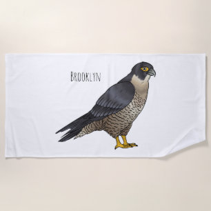 Toalla De Playa Ilustracion de personalizado de halcón peregrino