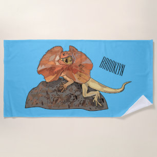 Toalla De Playa Ilustracion de personalizado de lagarto de cuello
