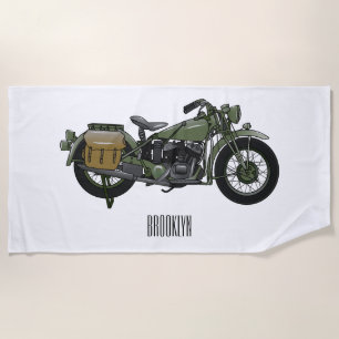 Toalla De Playa Ilustracion de personalizado de motocicleta de cru