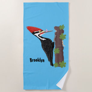 Toalla De Playa Ilustracion de personalizado de pájaros carpintero