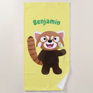 Toalla De Playa Ilustracion de personalizado de panda rojo