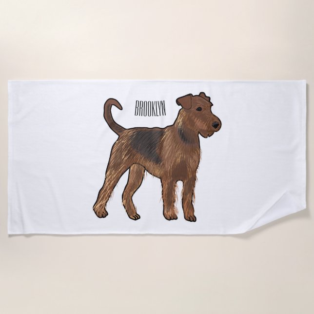 Toalla De Playa Ilustracion de personalizado de perro Airedale ter (Anverso)