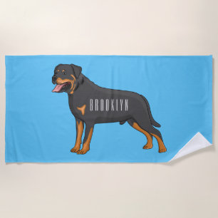 Toalla De Playa Ilustracion de personalizado de perro de Rottweile