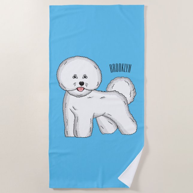 Toalla De Playa Ilustracion de personalizado de perro frito de Bic (Anverso)