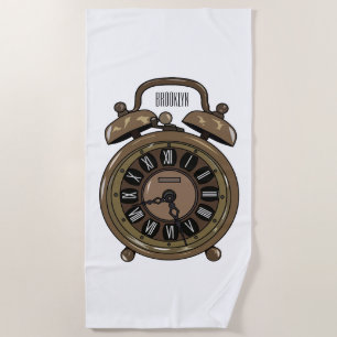 Toalla De Playa Ilustracion de personalizado de reloj de alarma