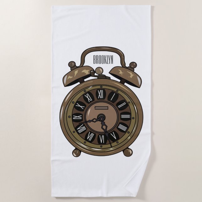 Toalla De Playa Ilustracion de personalizado de reloj de alarma (Anverso)