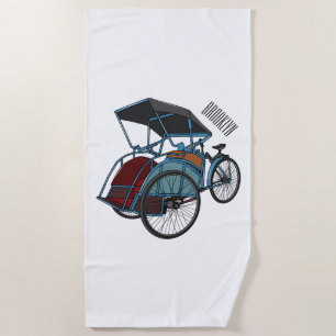 Toalla De Playa Ilustracion de personalizado de rickshaw en bicicl