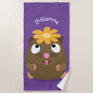 Toalla De Playa Ilustracion de personalizado feliz de conejillo de