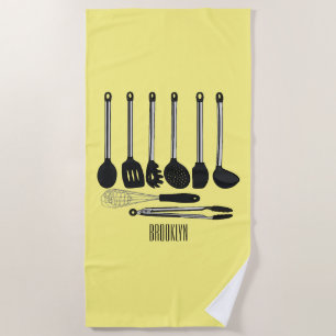 Toalla De Playa Ilustracion de personalizados utensiales de cocina
