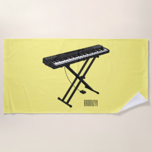 Toalla De Playa Ilustracion de piano personalizado de teclado