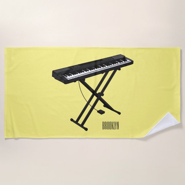 Toalla De Playa Ilustracion de piano personalizado de teclado (Anverso)