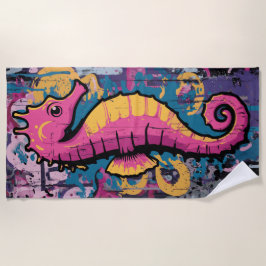 Toalla De Playa Ilustración de salpicadura de arte pop de caballit