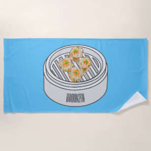 Toalla De Playa Ilustracion de Shumai dim sum personalizado
