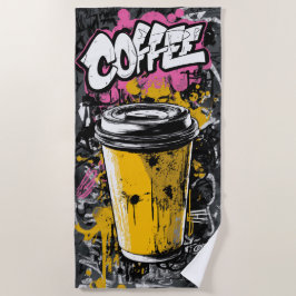 Toalla De Playa Ilustración de taza de café con grafiti arte urban