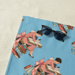 Toalla De Playa Ilustración de un amante de los libros antiguos le