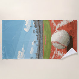 Toalla De Playa Ilustración del campo del estadio de béisbol