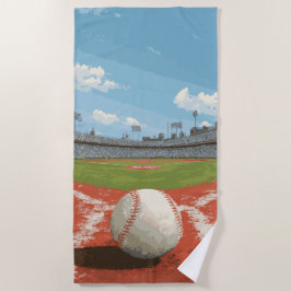 Toalla De Playa Ilustración del campo del estadio de béisbol