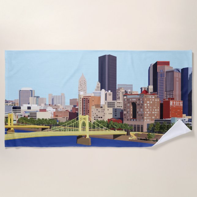 Toalla De Playa Ilustracion del equipo de Guay Pittsburgh Skyline (Anverso)