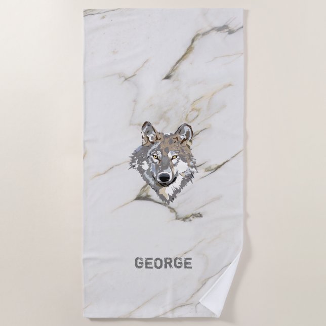 Toalla De Playa Ilustracion del Lobo (Anverso)