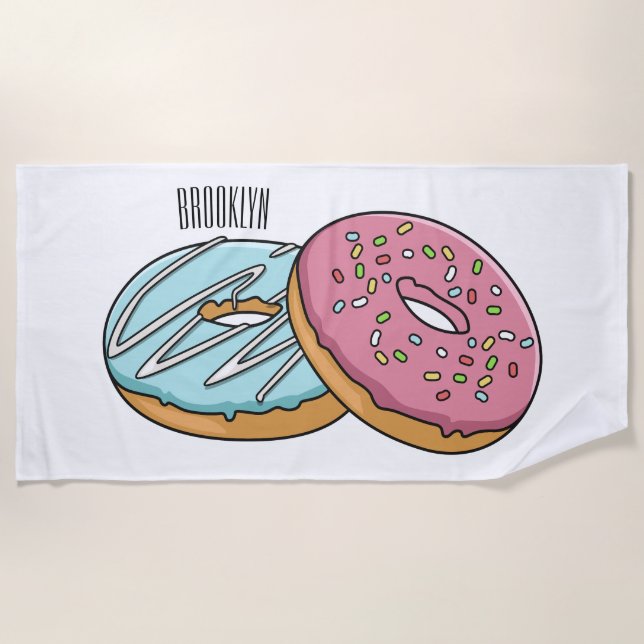 Toalla De Playa Ilustracion Donut personalizado (Anverso)