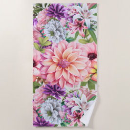 Toalla De Playa Ilustracion floreciente en verano