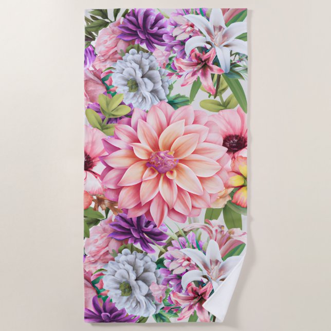 Toalla De Playa Ilustracion floreciente en verano (Anverso)