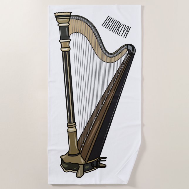 Toalla De Playa Ilustracion Harp personalizado (Anverso)