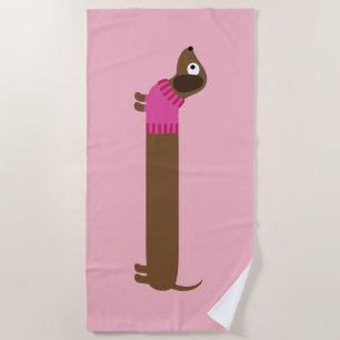 Toalla De Playa Ilustracion largo lindo del Dachshund