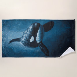 Toalla De Playa Ilustración majestuosa de orca submarina en el océ