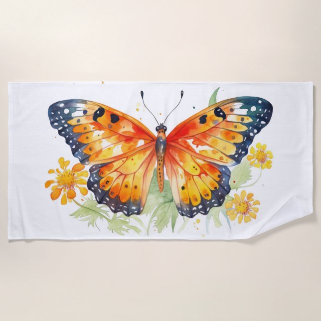 Toalla De Playa Ilustracion mariposa (Anverso)