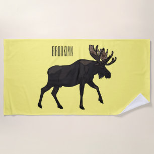 Toalla De Playa Ilustracion Moose personalizado